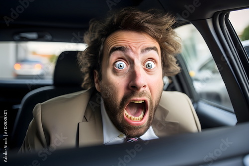 surprised man in a car, Generative AI