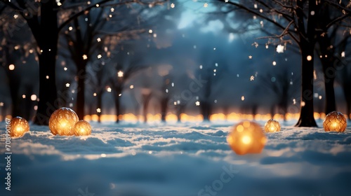 Snow Background with Christmas Lights - 8K/4K Photographic Quality