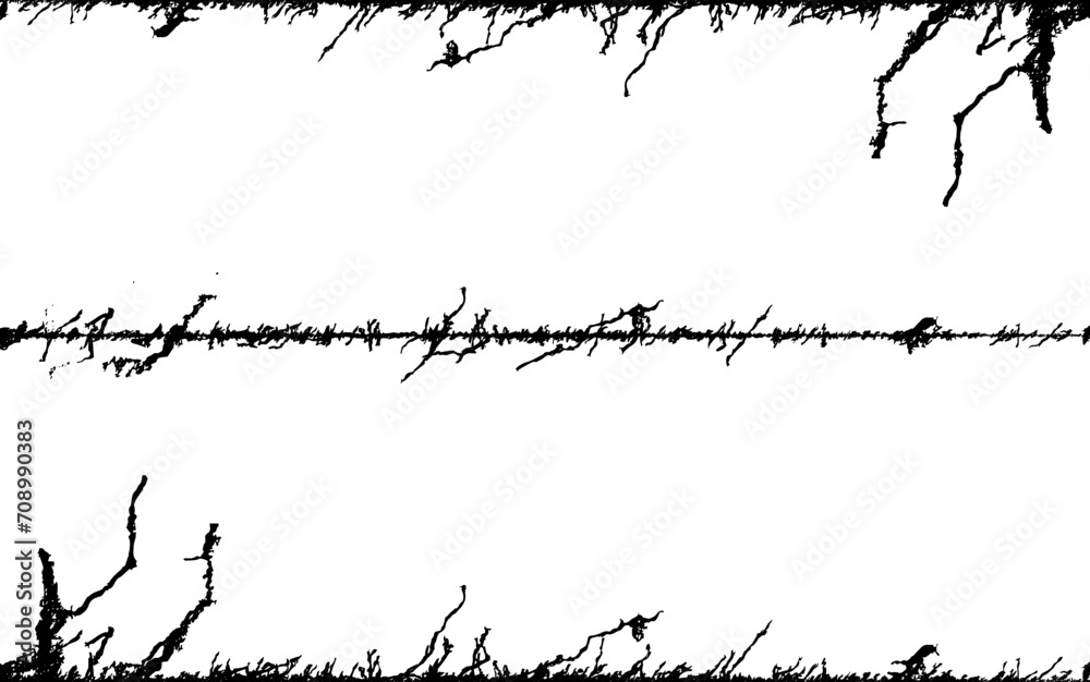 a black and white vector of a wire fence tree with branches, grunge effect, barrier borders spiky wire edging fence obstacle restriction forces - obrazy, fototapety, plakaty 