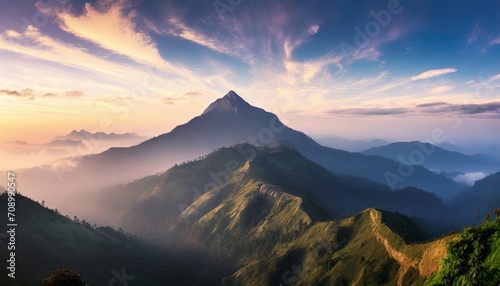 beautiful mountain at sunrise in west ghats photo
