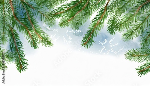 watercolor vector christmas banner with fir branches and place for text