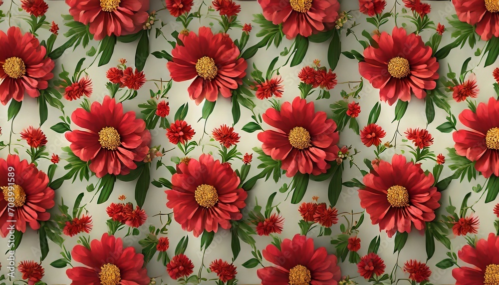 red pattern flowers