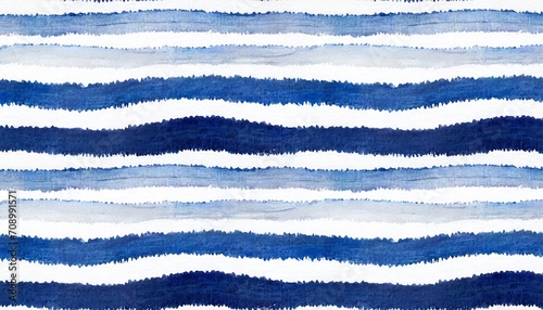 seamless abstract playful hand drawn fine line watercolor stripes rolling hills landscape pattern in indigo blue and white baby boy or nautical theme high resolution textile texture background