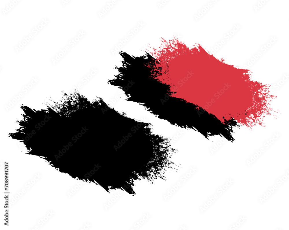 a black and red paint brush stroke set on a white background, black brush stroke set paint brush vector brush texture vintage frame