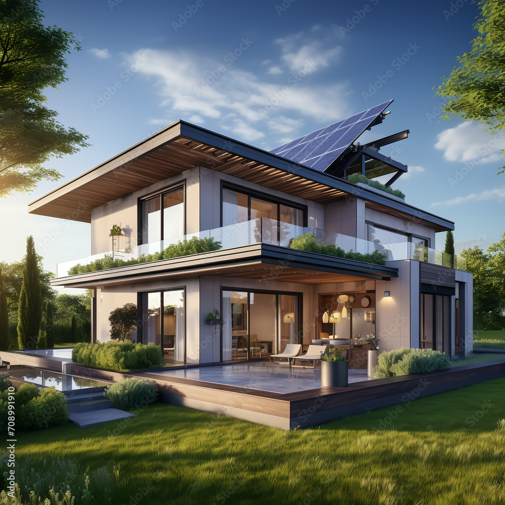 modern house in the summer modern house in the summer