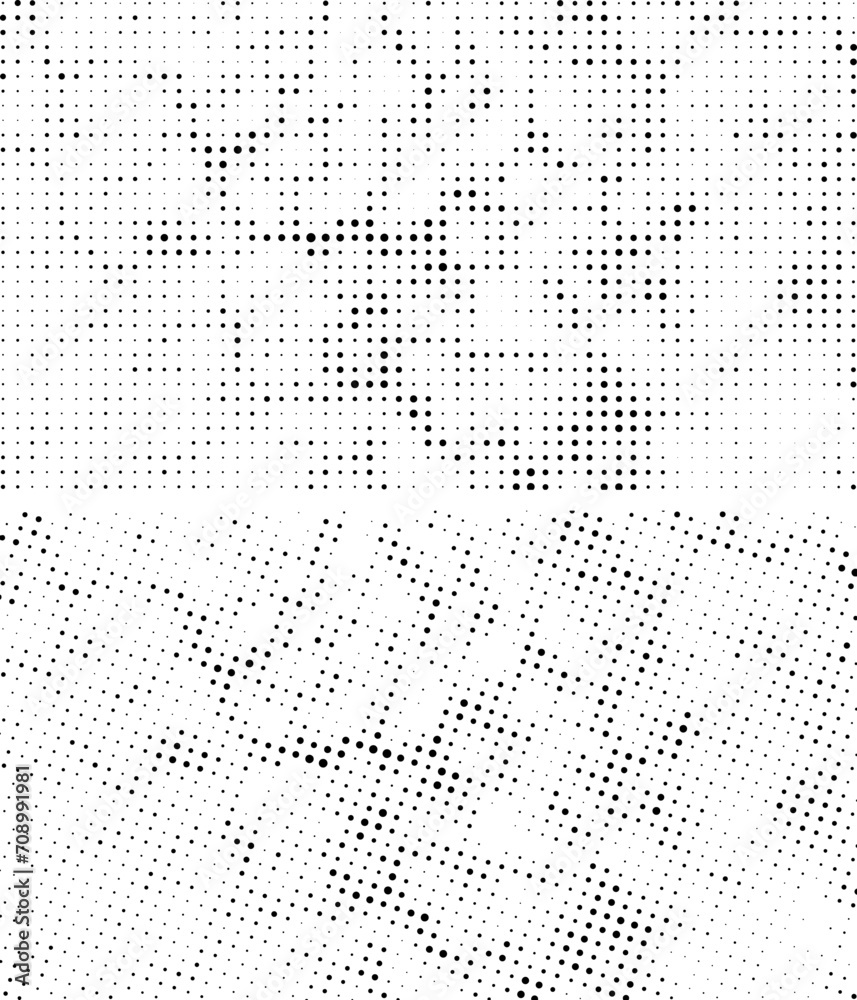 halftone dot pattern background vector, a set of four different abstract dots patterns,   a black and white drawing gradient dots effect, grunge effect with round circle dote texture