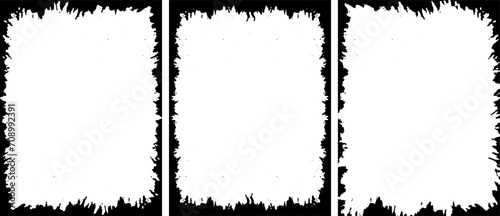 set of grunge frames, three vertical banners with white paint on them vintage frame border bundle, border frames frame border grunge banner rectangular distress texture vertical border template frames