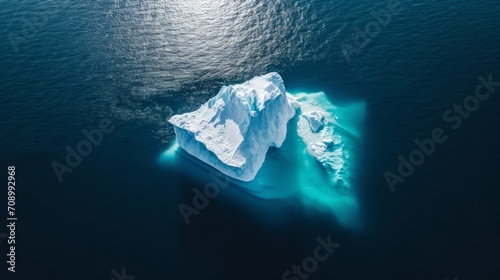 Large floating iceberg. A huge mountain of frozen ice in the ocean. Arctic beauty. photo