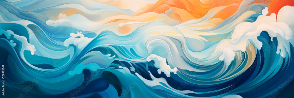 Abstract and captivating risographic illustration depicting swirling water in various shades , evoking a sense of fluidity and motion. Generative AI