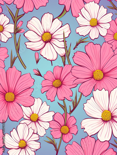 Blooming Cosmos  A Vibrant Floral Tapestry