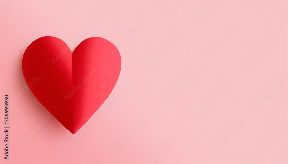greeting card valentine days red heart on pink background banner format place for text