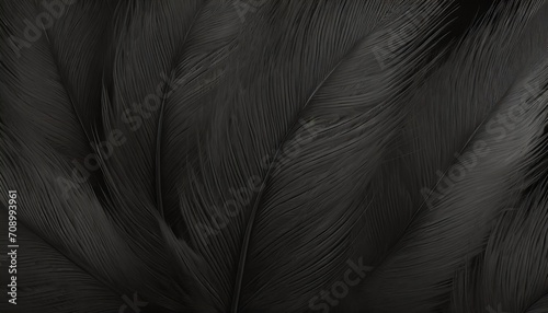 beautiful fluffy dark black feather pattern texture background © Richard
