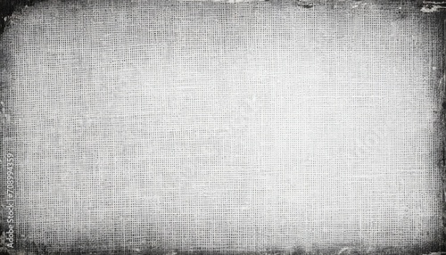 grunge empty fabric background frame with vignette border dirty distressed black and white vintage 8k 16 9 weathered faded old linen burlap or canvas texture retro overlay or backdrop