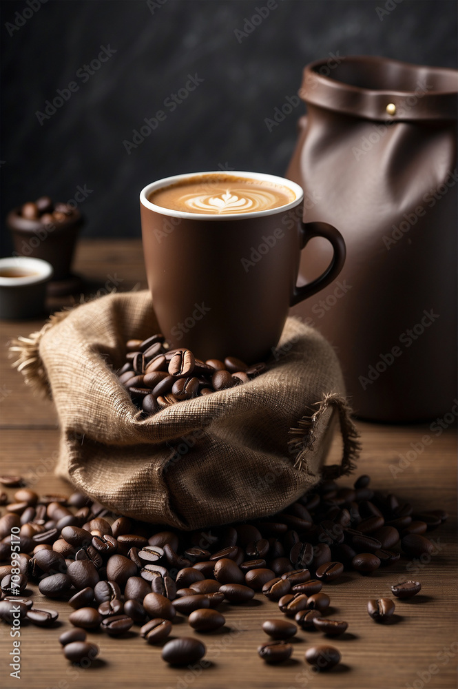 a bag of selected premium quality coffee beans on the table 7 a bag of selected premium quality coffee beans on the table 7