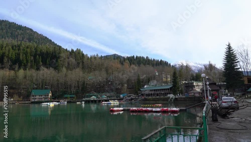 Abkhazia Lake Ritsa, alpine lake in the Caucasus mountains
