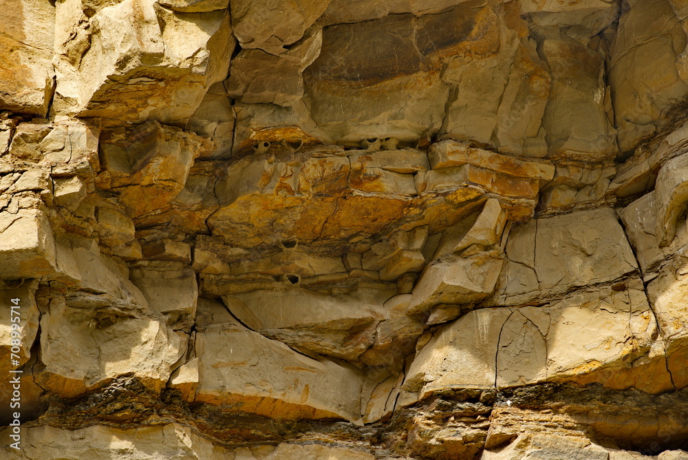 Russia, the North Caucasus. Fragments of steep cliffs with an unusual texture in the Chegem gorge. Russia, the North Caucasus. Fragments of steep cliffs with an unusual texture in the Chegem gorge.