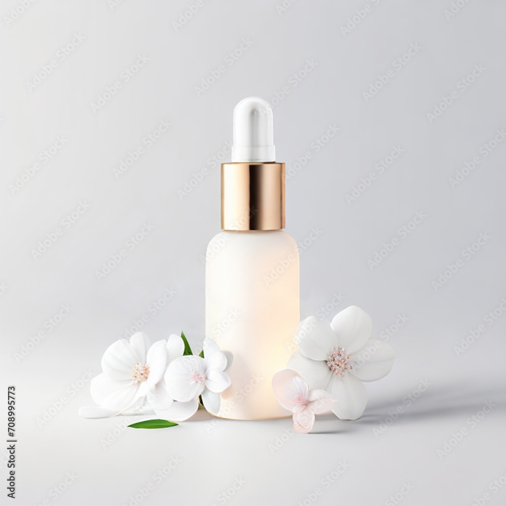 Luxurious cosmetic bottle mockup, natural beauty concept Luxurious cosmetic bottle mockup, natural beauty concept
