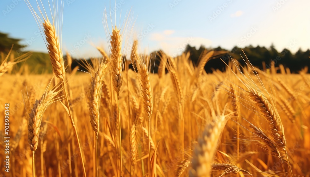 Barley in harvest season blue sky.