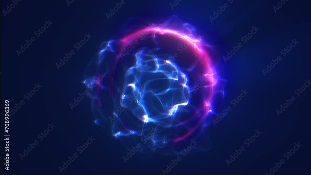 Spinning purple energy sphere digital atom hi-tech ball futuristic magic circle glowing bright force field abstract background Spinning purple energy sphere digital atom hi-tech ball futuristic magic circle glowing bright force field abstract background