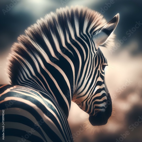 Portrait zebra . Generated AI. 