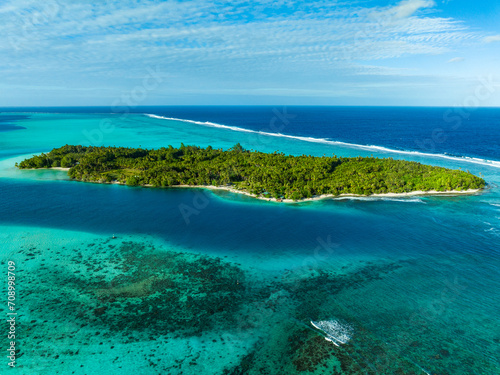 Fototapeta Naklejka Na Ścianę i Meble -  Huahine paradise by drone, French Polynesia