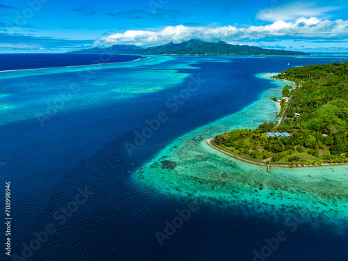 Taha'a paradise by drone, French Polynesia photo