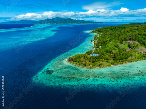 Taha'a paradise by drone, French Polynesia