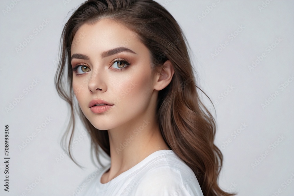beautiful young woman with long hair and enchanting eyes beautiful young woman with long hair and enchanting eyes