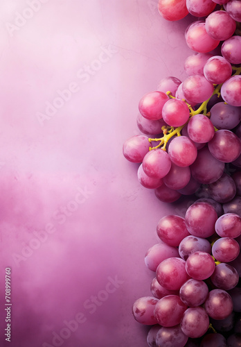 Red grape bunch close up, wine background, top view