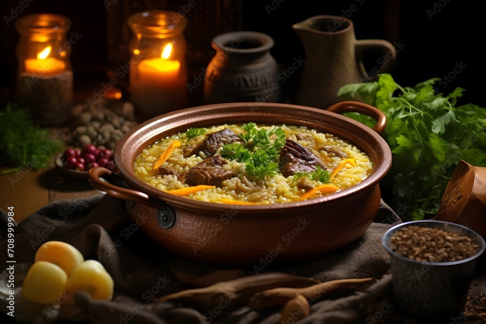 Harees, a hearty Arabian dish made with wheat and meat Harees, a hearty Arabian dish made with wheat and meat