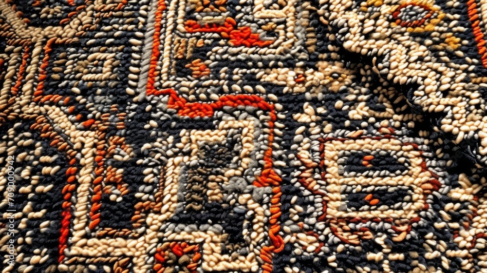 Beautiful carpet with a pattern. Handicraft cotton handmade traditional floor rug
