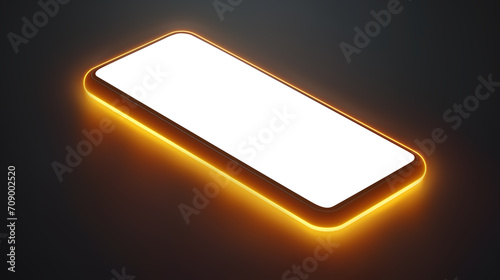 3D render mobile smartphone with white screen on black background for advertising.