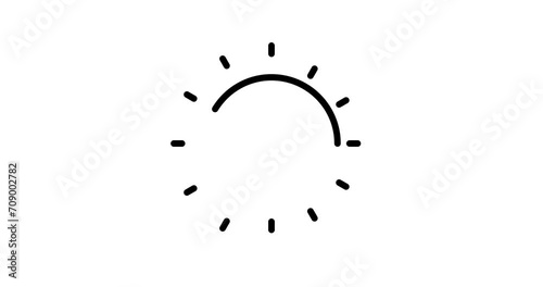 sun animated outline icon on white background. sun 4k video animation for web, mobile and ui design