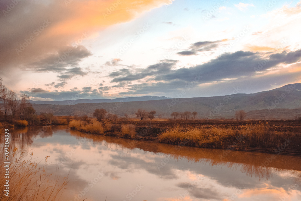 Anatolian Elegance: Serene River at Dusk and Twilight