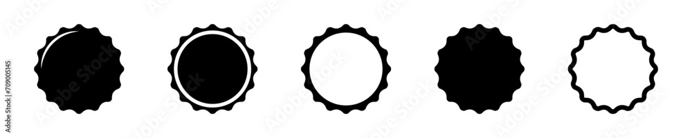 Set of bottle cap vector icons. Lid or cover from beer or beverage. Vector 10 Eps. Set of bottle cap vector icons. Lid or cover from beer or beverage. Vector 10 Eps.