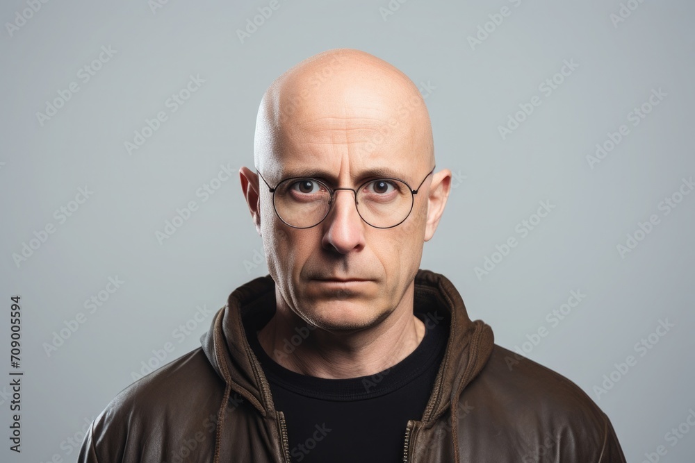 Portrait of a bald middle-aged man with glasses Portrait of a bald middle-aged man with glasses
