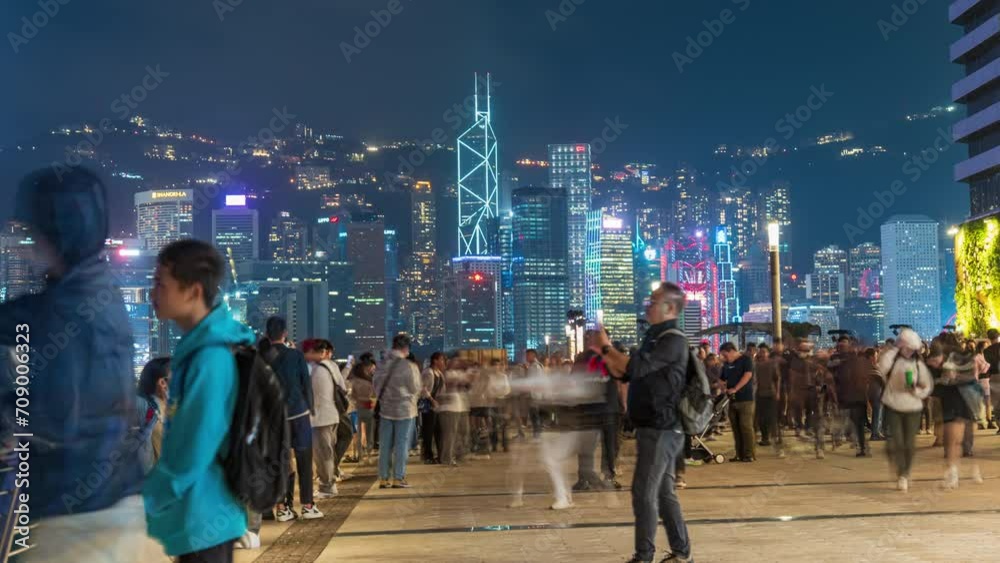4K Time Lapse Hong Kong cityscape skyscraper at night time
