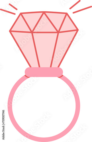Diamond ring icon on white background. Jewelry vector illustration. Valentine's day