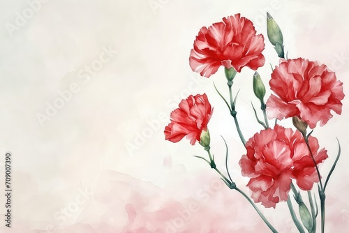 Beautiful elegant pink carnation flower background, copy space. photo