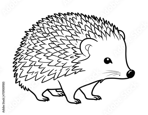 Clipart Hedgehog Black and White in Cartoon Style. Cute Clip Art Coloring Page Hedgehog . Vector Illustration of an Forest Animal for Stickers, Baby Shower Invitation, Prints for Clothes, Textile