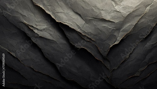 Black texture of rock, white blank crumpled paper texture, a surface that whispers tales of experience and resilience. offering an empty stage for the eloquence of your chosen text photo