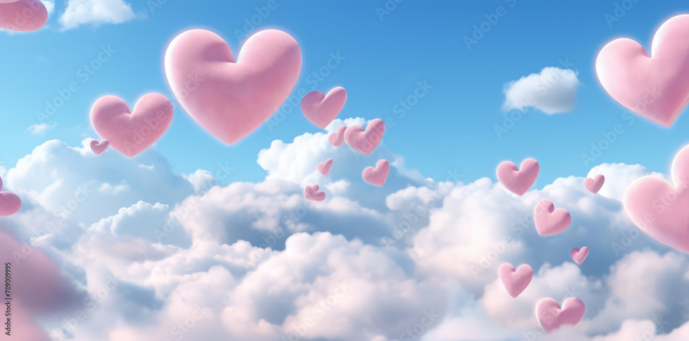 Love in the Sky: A Blue Heart in White Clouds.