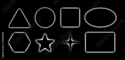Bitmap dither geometric shapes. Pixel blur basic geometric shapes. Vector set
