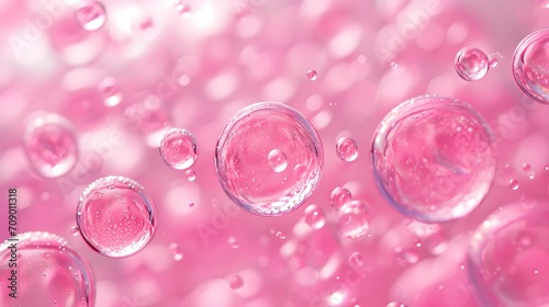 pink bubbles water drops background.