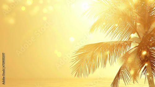 Gilded Oasis  Palm Silhouette on a Golden Horizon. Generative AI