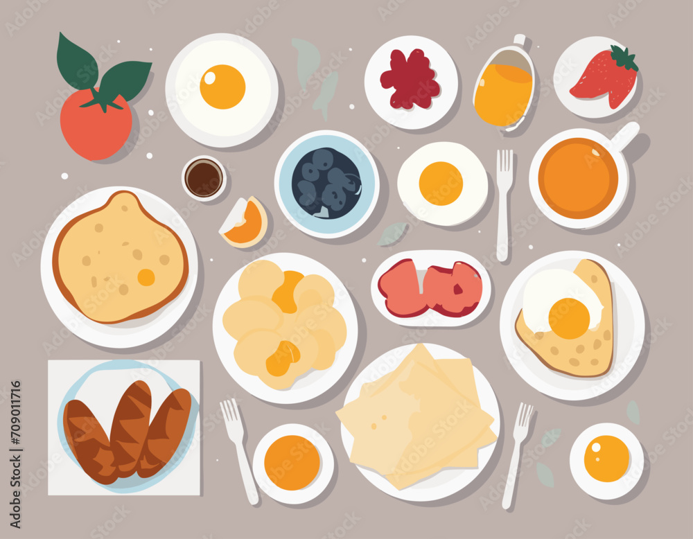 Breakfast. Top view. Vector illustration Breakfast. Top view. Vector illustration
