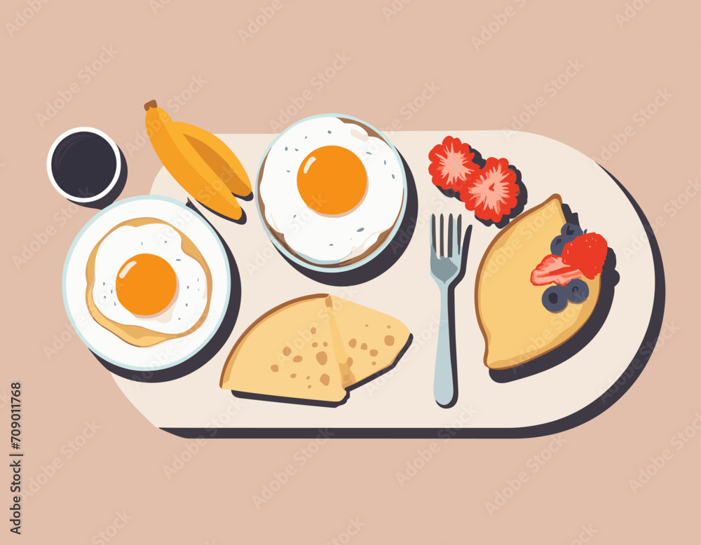 Breakfast. Top view. Vector illustration Breakfast. Top view. Vector illustration