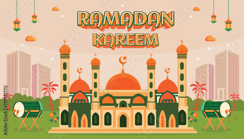 RAMADAN KAREEM EID MUBARAK GREETING CELEBRATION DAY ISLAM MOSQUE BANNER BACKGROUND 5