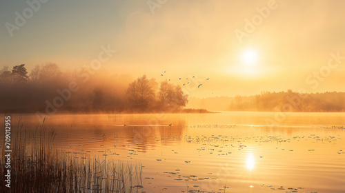 Ethereal Dawn: A Morning Sunrise Masterpiece. Generative AI © Sascha