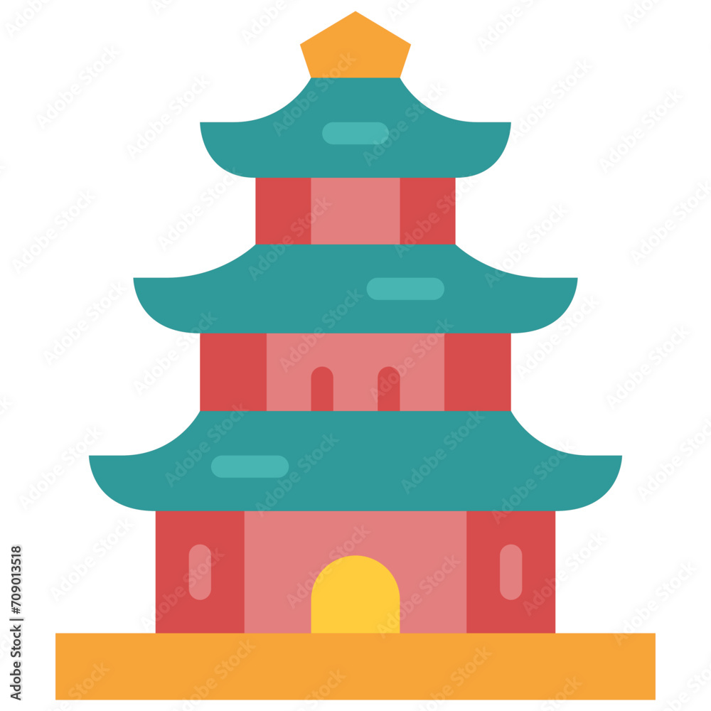 pagoda flat icon